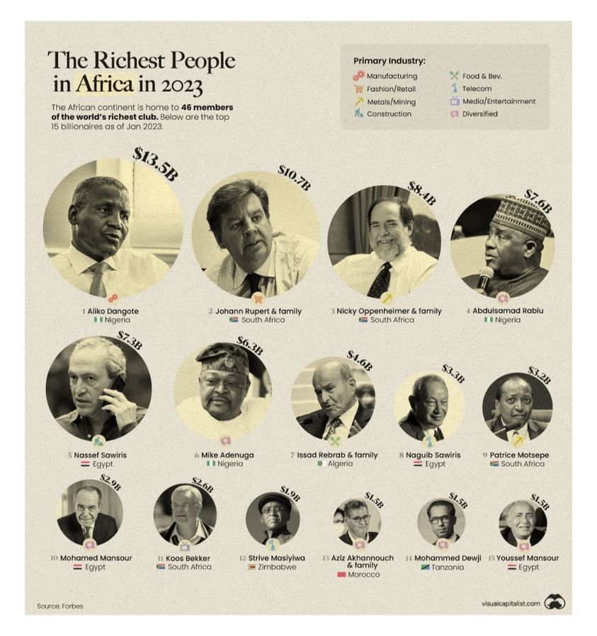 Africa's richest people, Credit: visualcapitalist.com
