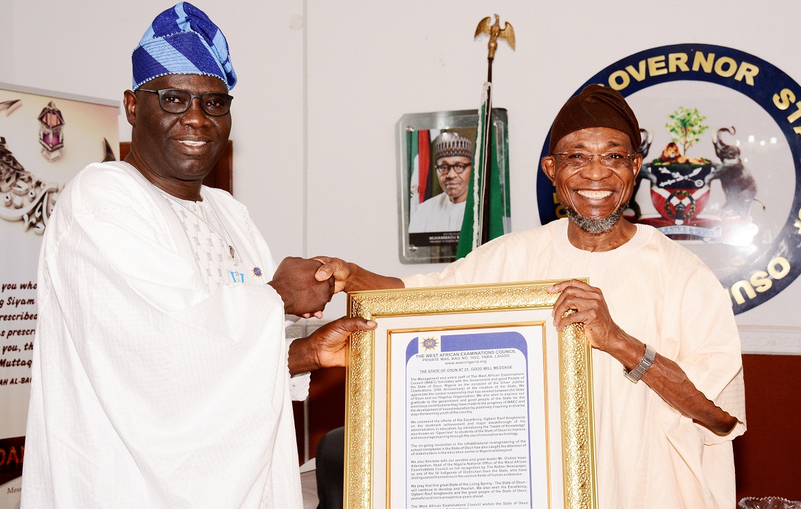 WAEC National Office Pays Confession Visit to Aregbesola, Calls Opon Imo a Breakthrough