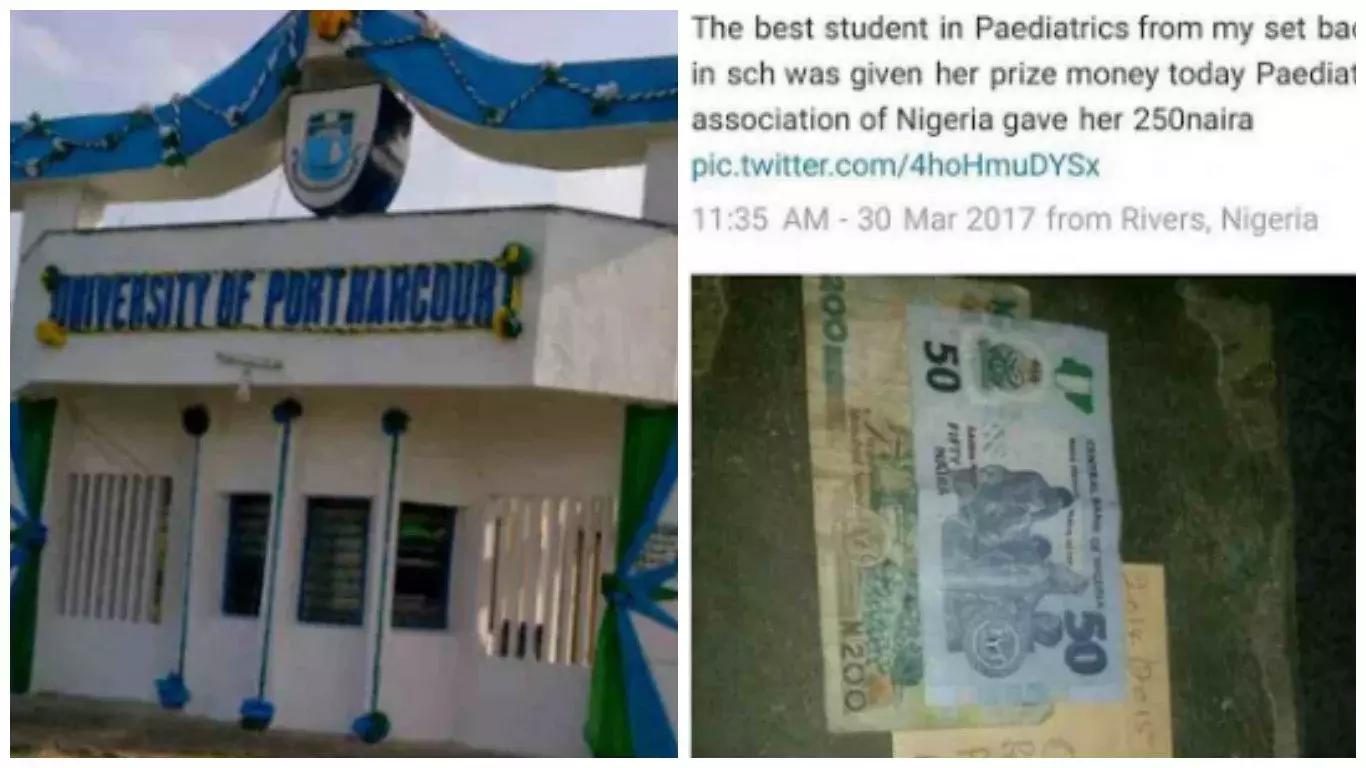 UNIPORT’s Best Graduating Pediatrics Student Finally Gets Her Prize Money After 2years And It’s Only N250 (photos)