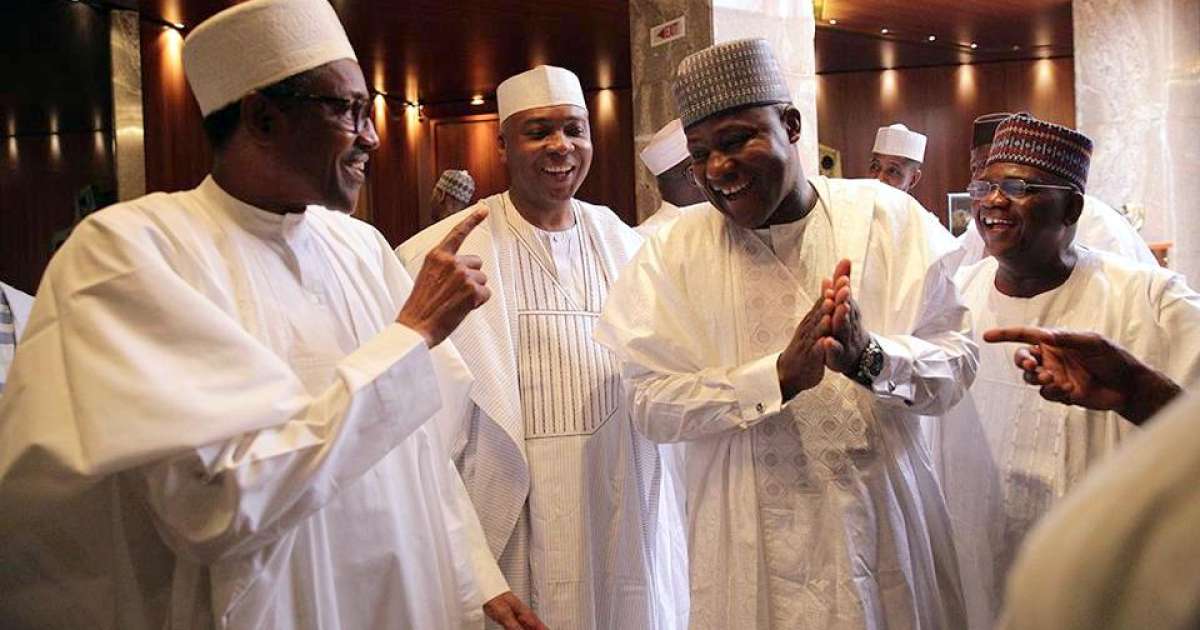 President Buhari Meets With Dogara And Saraki