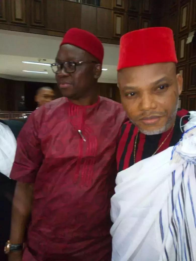 BREAKING: Fayose Storms Abuja Court For Nnamdi Kanu’s Trial