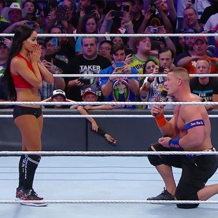 We Can’t Get Over Pro Wrestler John Cena’s Proposal to Longtime Girlfriend Nikki Bella in front of 70,000 Fans | Watch