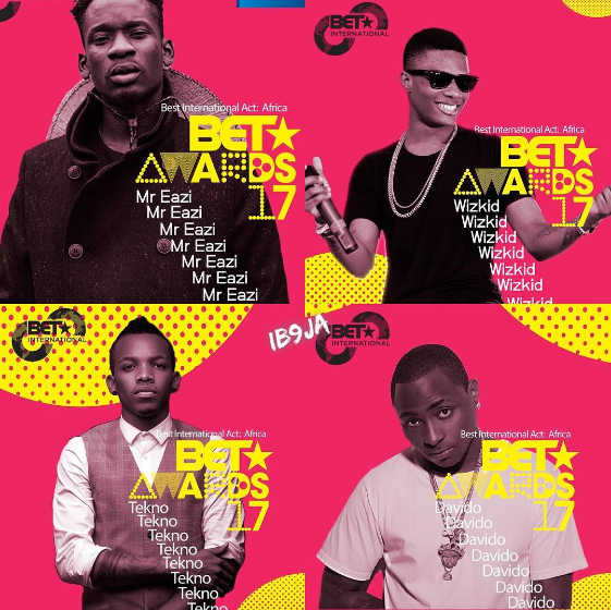 Davido, Tekno, Wizkid, & Mr Eazi Go Head To Head For BET Awards