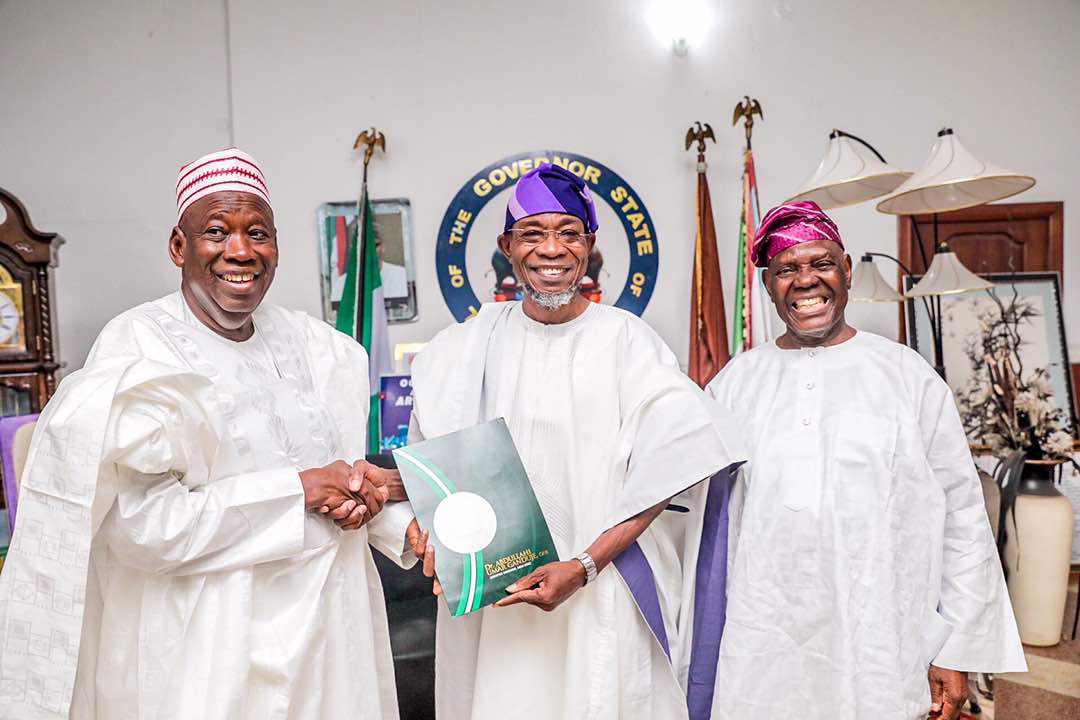 PHOTO STORY: Ganduje Pays Condolence Visit To Aregbesola In Osun