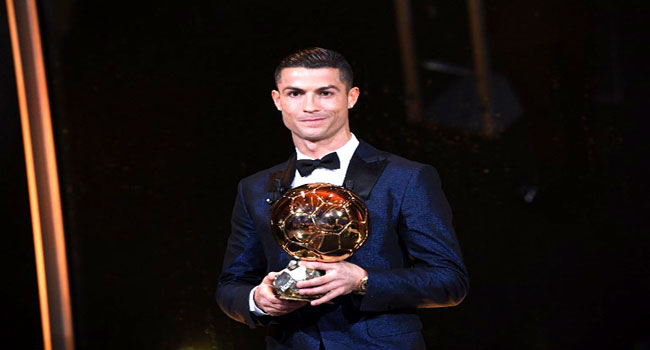 Ronaldo Beats Messi, Neymar To Win Fifth Ballon d’Or