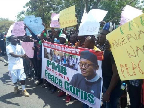 Peace Corps Protest In Benue During Buhari’s Visit