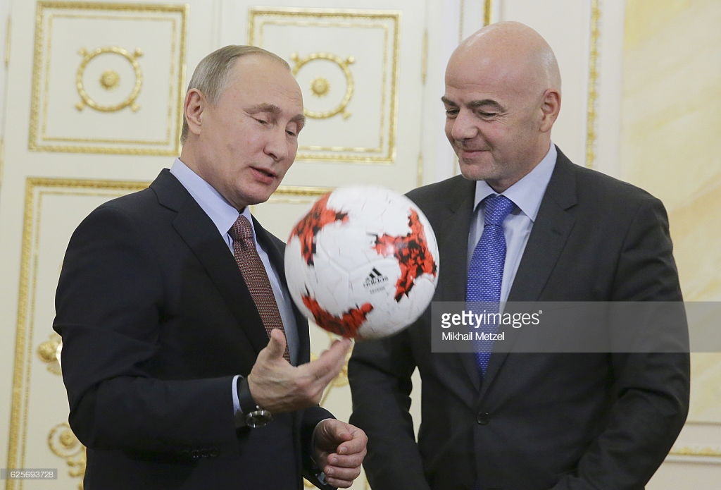 100 Days To World Cup:Russia President, Putin Plays Football With FIFA’s Infantino
