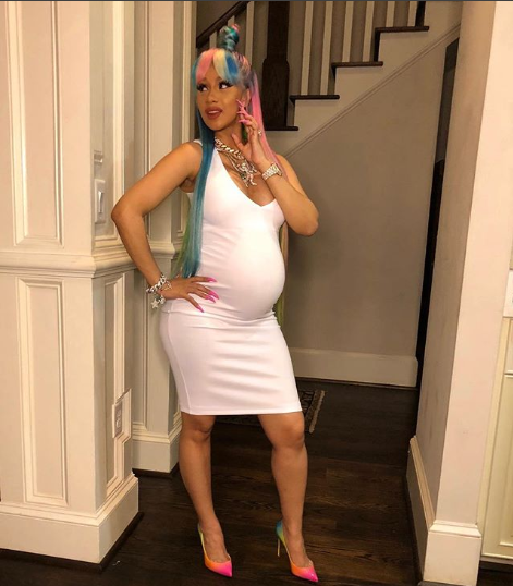 PHOTOS: Pregnant Cardi B Wears Matching Shoes And Hair