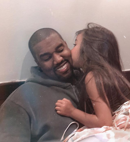Kanye West Gets A Kiss From North West After Recovering From The Flu