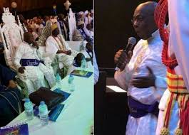 VIDEO: Obasanjo In White Garment, Leads C&S Worship