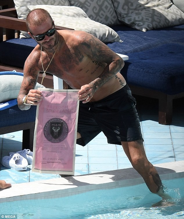 David Beckham Puts Tattoos On Display In Miami