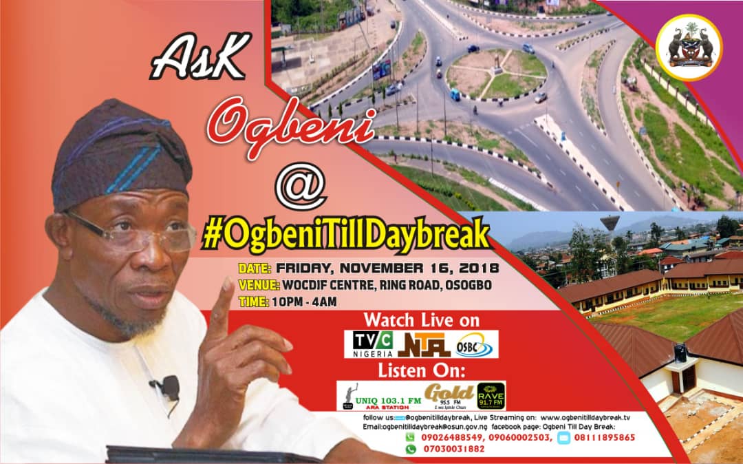 Aregbesola Holds Last Interactive Programme- OgbeniTillDayBreak On Friday 