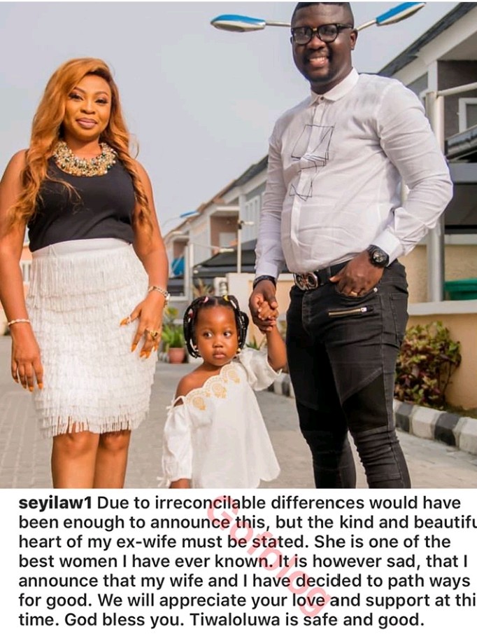 Seyi Law announces his divorce with wife