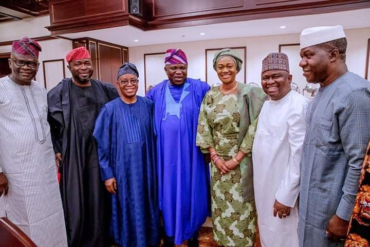 President Buhari Hosts APC NWC Members, Senators-Elect In Abuja