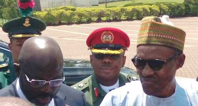 Buhari Meets George Weah In Aso Rock