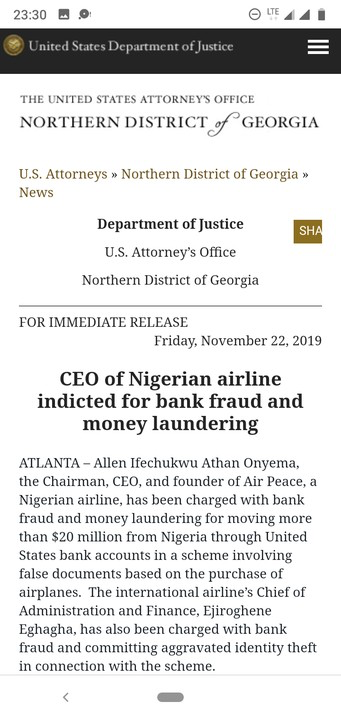 Air Peace CEO, Onyema Fingered In $20m Fraud In US