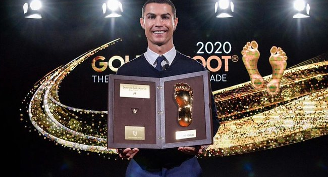 Ronaldo Picks Up 2020 Golden Foot Award After Beating Messi, Others To Prize