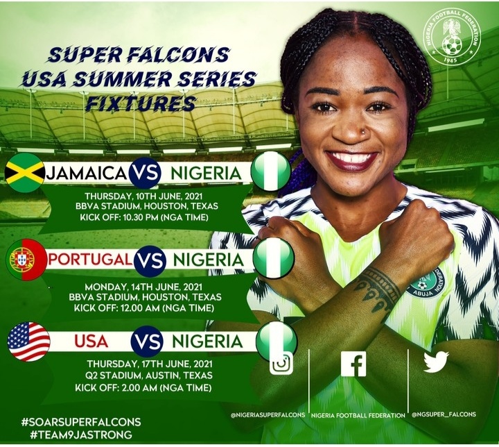 NFF Announces Names Of Super Falcons Players For US Tour