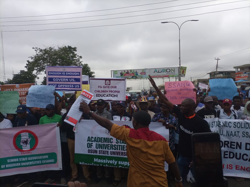 ASUU Strike: NLC, Students’Unions, Others Join #EndASUU Protest In Osogbo