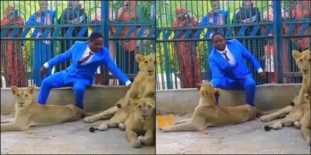 Drama As Pastor Locks Himself Inside Lions’ Den (Video)