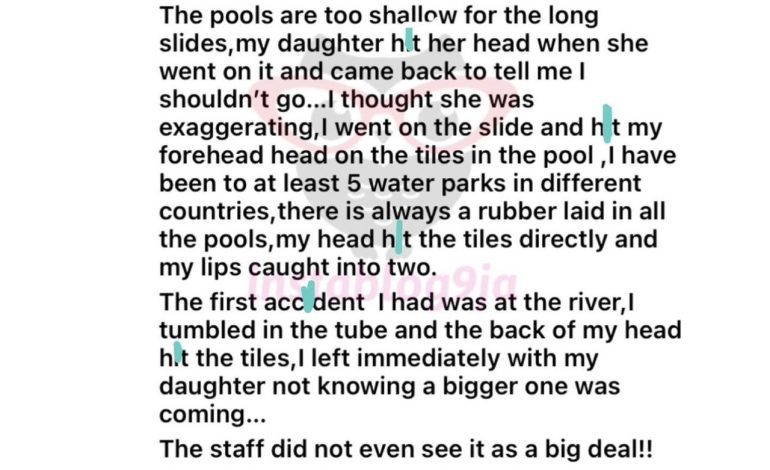Mixed Reactions As Lady Recounts Her Near Death Experience At Newly Opened Giwa Water Park & Resort In Lagos