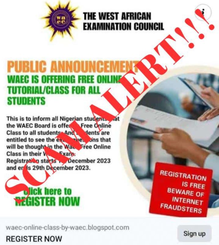 WAEC Warns Candidate About Site Offering Online Classes
