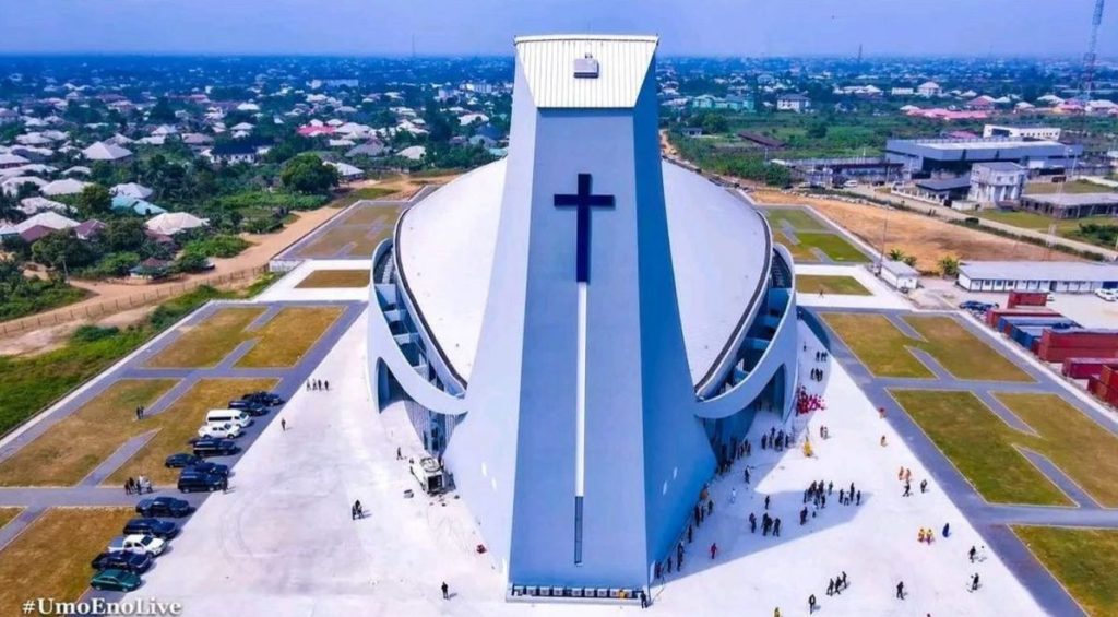 Front view photo of the N32bn Akwa Ibom International Worship Centre