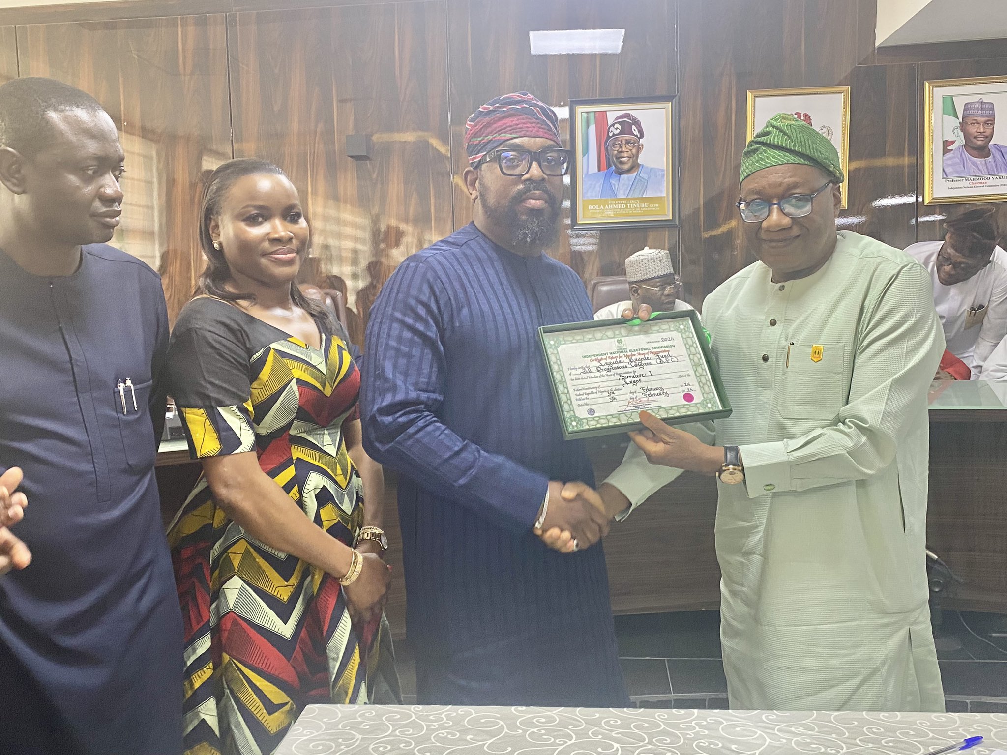 INEC Presents Cerficates To Winners Of Saturday’s Rerun, Bye-Elections