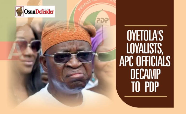Oyetola’s Loyalists, APC Officials Decamp To PDP In Ilesa 